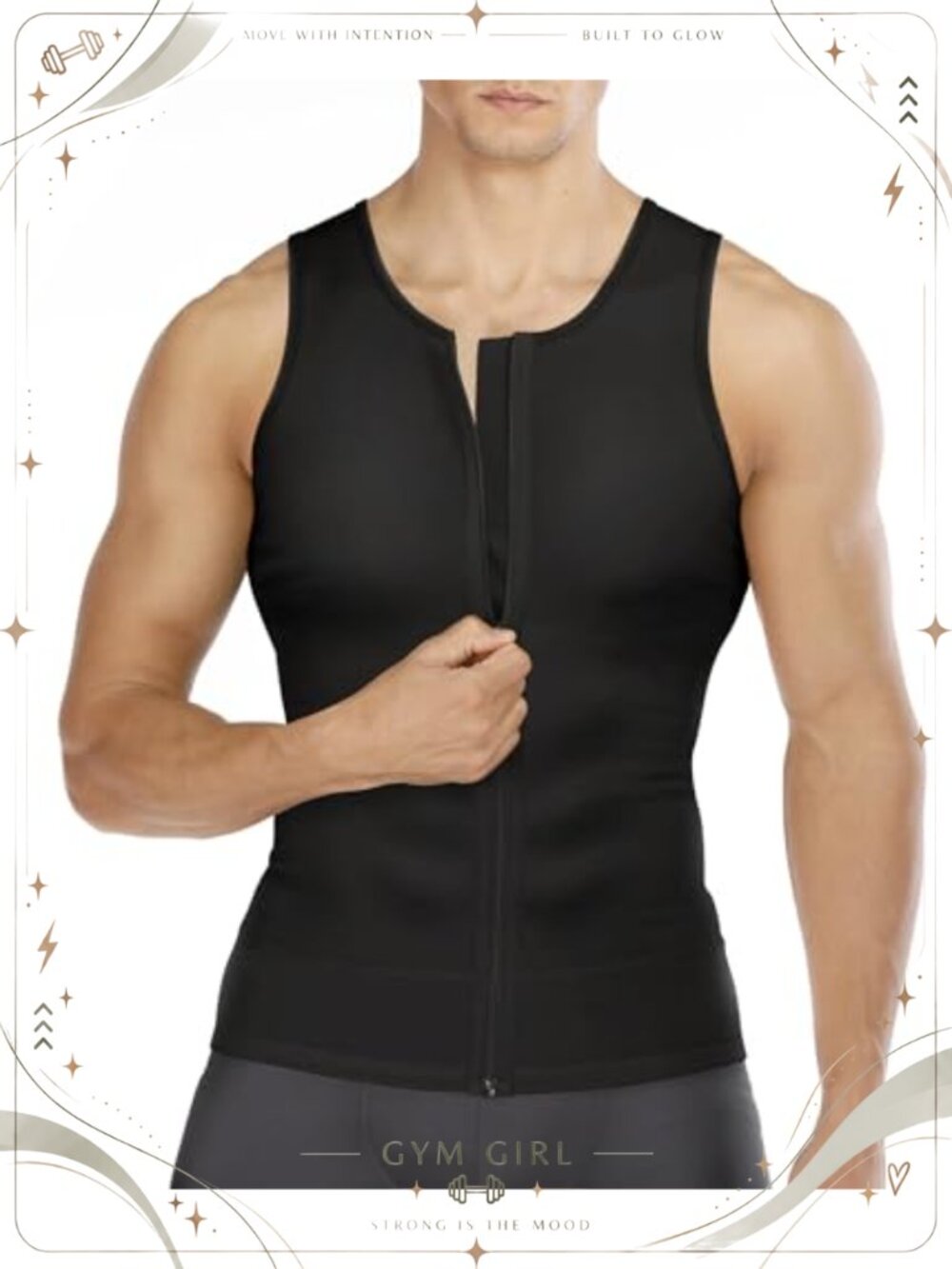 Men's Slimming Compression Shapewear Tank Top Zipper Vest Undershirt